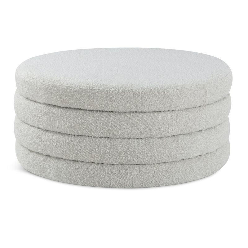Meridian Furniture Aphia Cream Boucle Fabric Ottoman/Coffee Table