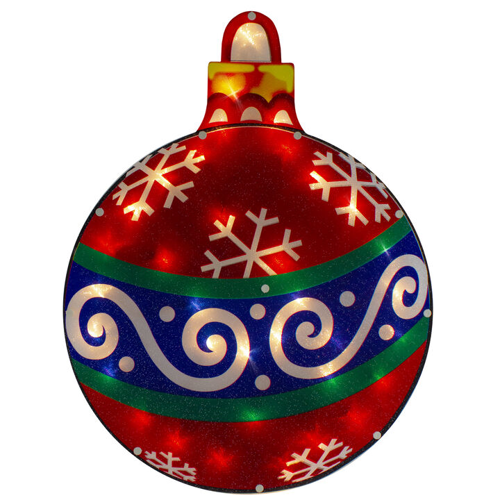 19.5" Lighted Red Christmas Ornament Window Silhouette