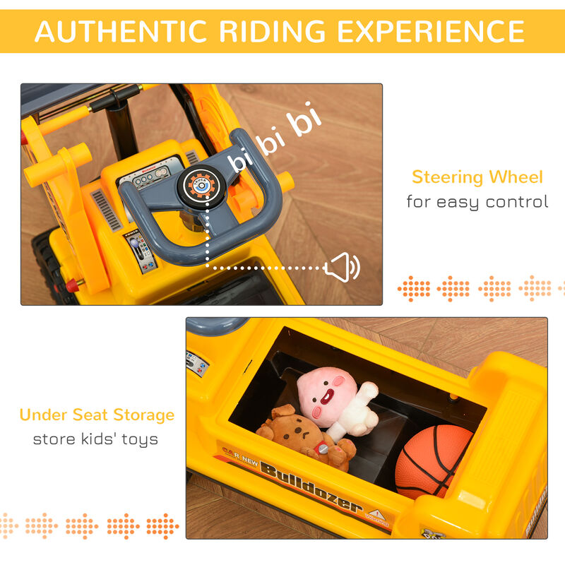 BreeBe Kids Bulldozer Ride-On Toy for Toddler with Tough Wheels, Outdoor Construction Toy with Controllable Digging Bucket image number 5