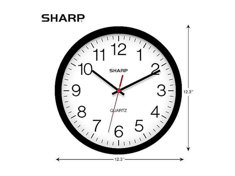 Sharp Black Sweep Wall Clock 12 Inch Silent Non Ticking Easy Read Kitchen Decor image number 2