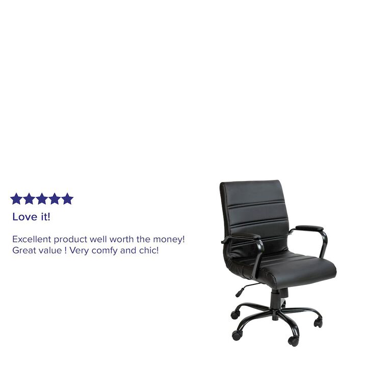 Flash Furniture Mid-Back Black Executive Swivel Office Chair with Black Frame and Arms