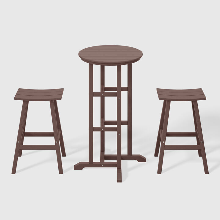 WestinTrends Outdoor Patio Bar Height Table and Bar Stool 3-Piece Dining Set