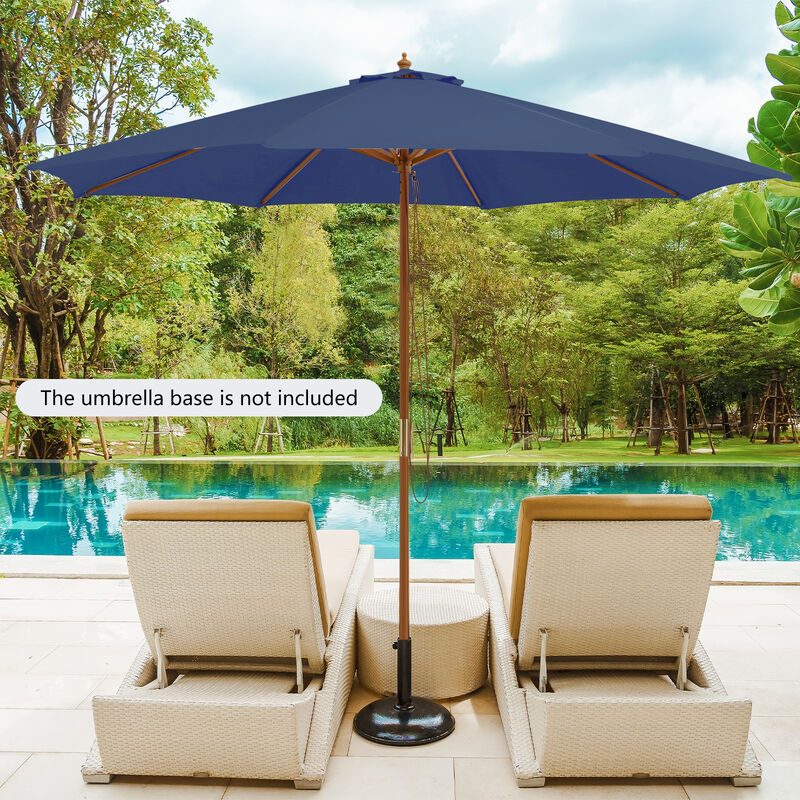 Patio Umbrella with 8 Wooden Ribs and 3 Adjustable Heights