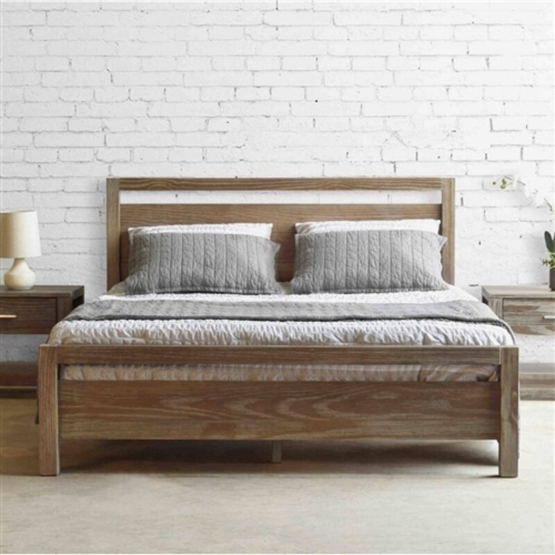 Farmhouse Platform Bed Traditional Design with Support Slats for Bedroom