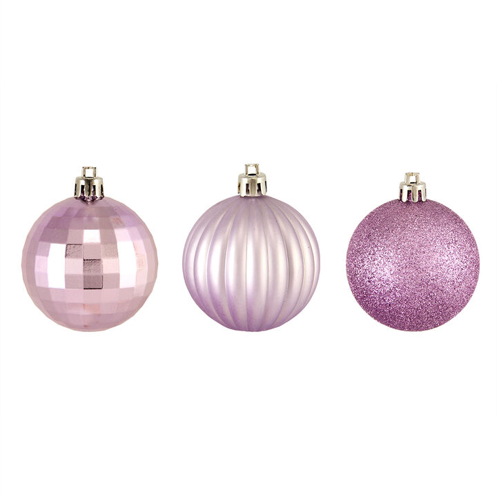 100ct Purple Shatterproof 3-Finish Christmas Ball Ornaments 2.5" (60mm)