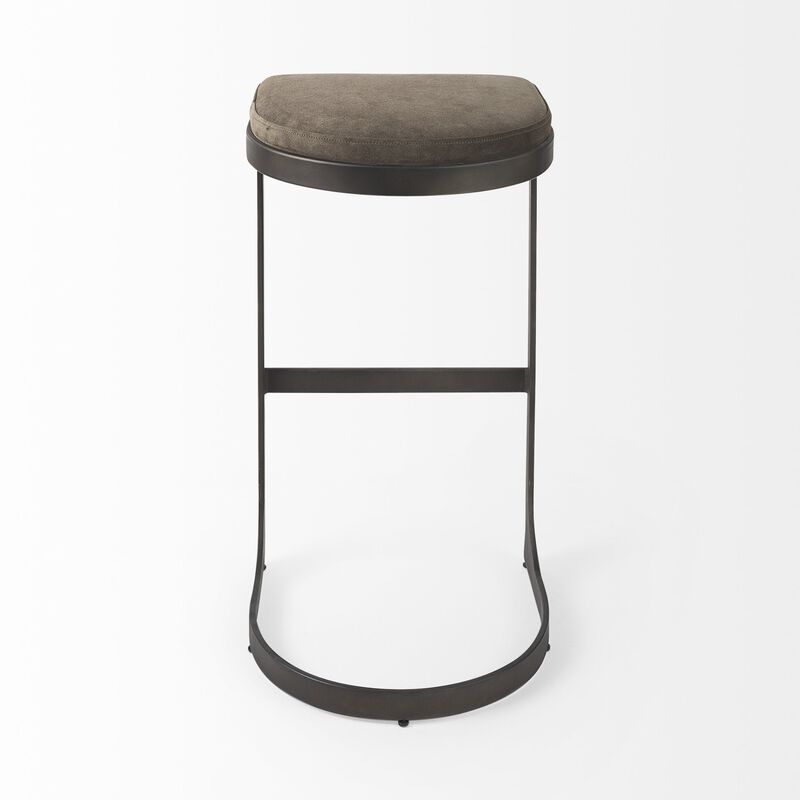 HomeRoots 29" Black Leather and Metal Backless Bar Chair image number 2