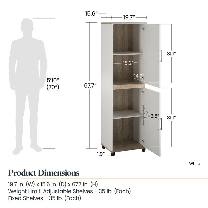 Evolution Whitmore 2 Door Kitchen Pantry Cabinet