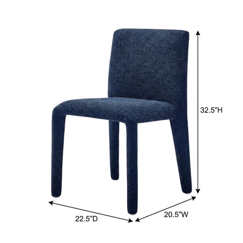 Fabric Upholstered Dining Chair with Cushioned Seat for Dining Room, Navy image number 2
