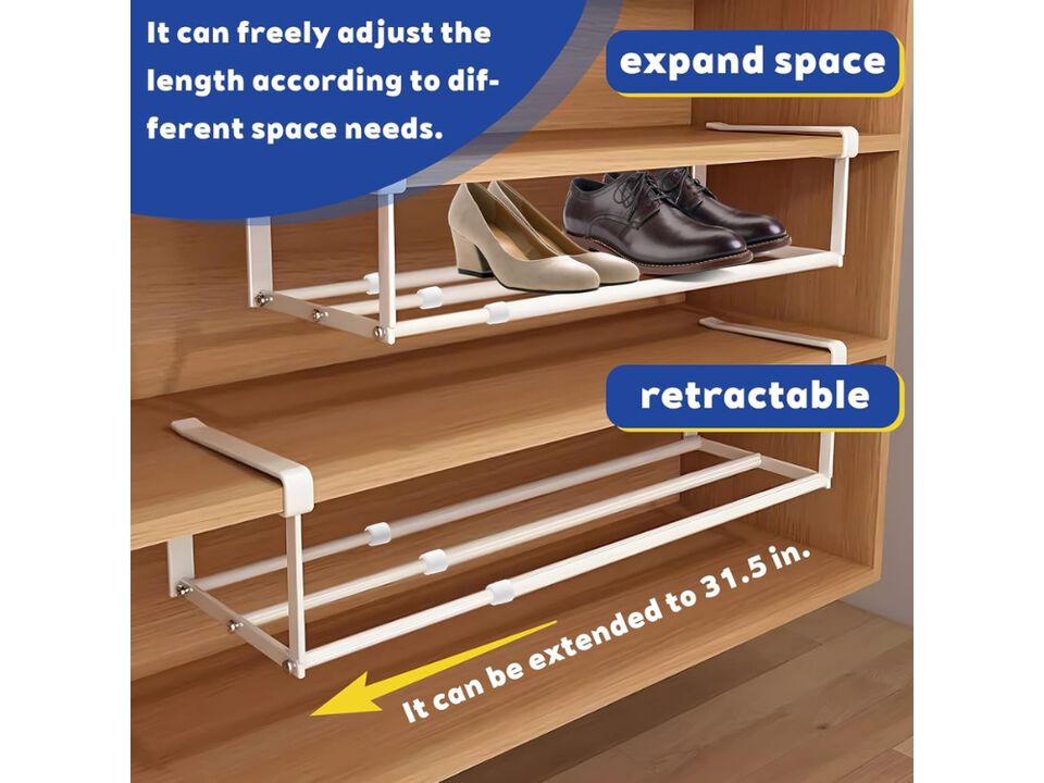Shoe Storage Cabinet Closet White 2 Piece Expandable Rack Organizer