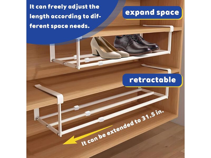 Shoe Storage Cabinet Closet White 2 Piece Expandable Rack Organizer image number 1