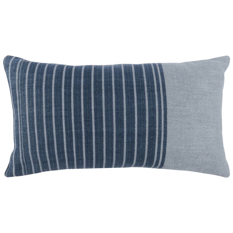 14 x 26 Linen Twill Accent Throw Pillow, Hand Printed Stripe Design, Gray-Benzara image number 2