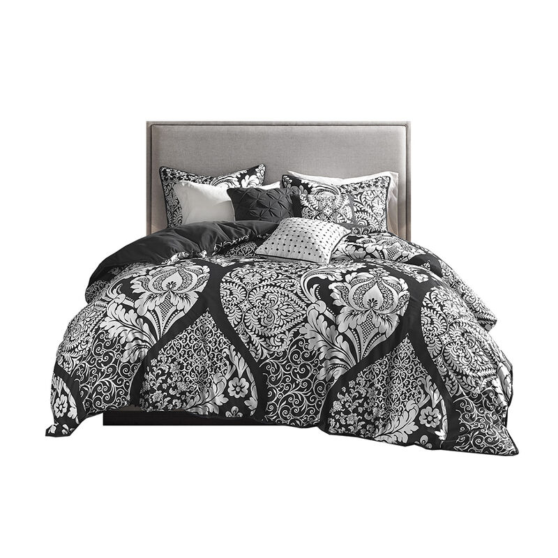 Gracie Mills Muriel Damask Delight 6-Piece Duvet Cover Set
