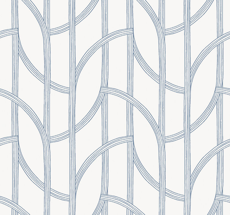 Salvo Navy Curved Contours Wallpaper