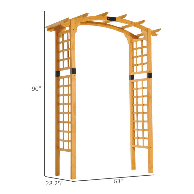 7.5FT Outdoor Garden Arch Arbor Trellis Wooden Wedding Gateway Lawn Yard Decor