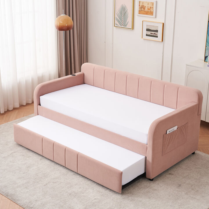 Merax Twin Size Wooden Daybed with Trundle