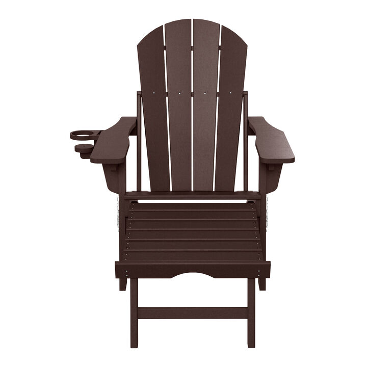 WestinTrends Folding Adjustable Adirondack Chair with Retractable Ottoman and Cup Holder