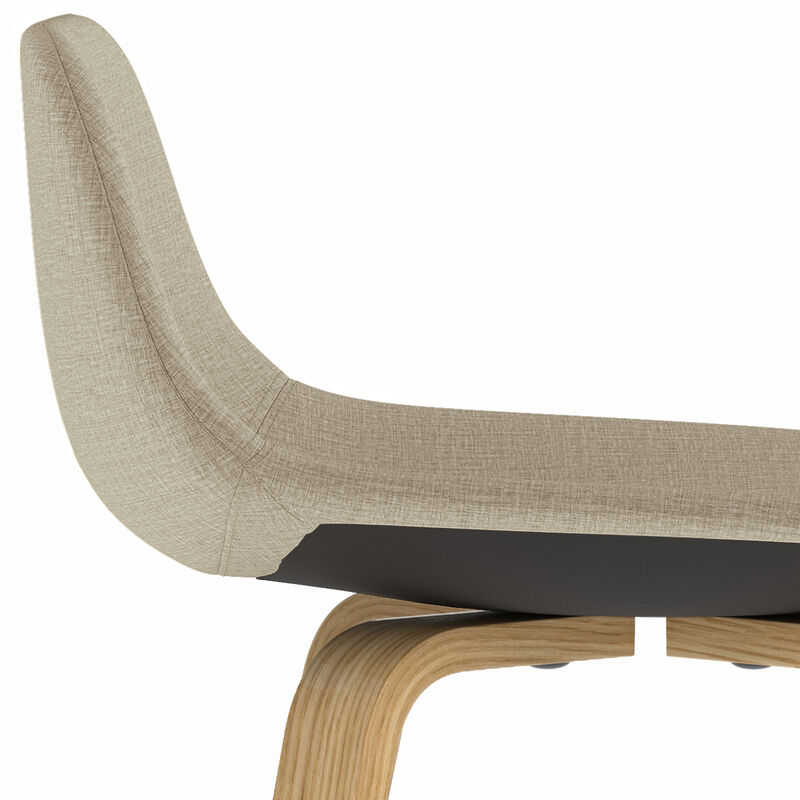 Randolph Mid-Century Modern 28 inch Bentwood Counter/ Bar Height Stool (Set of 2) with Light Wood in Natural Polyeseter linen fabric