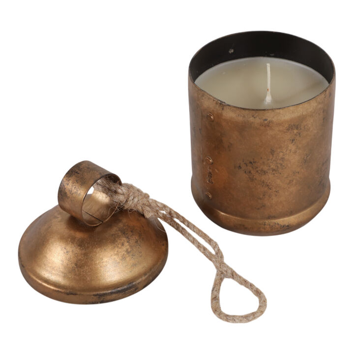 6" 22 Oz Cinnamon Bell Candle, Gold