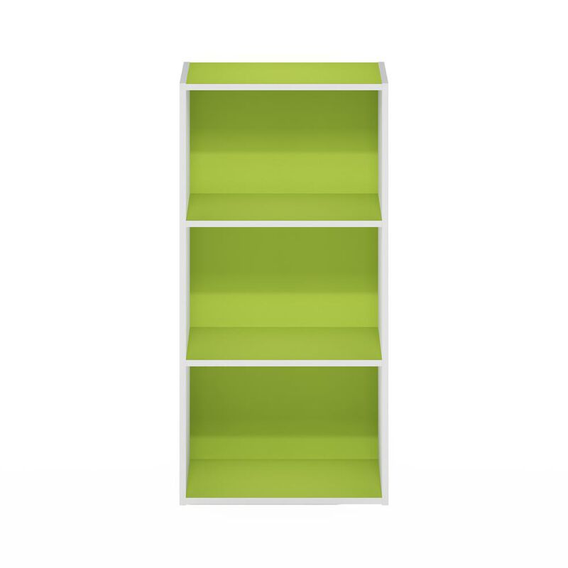 Furinno Luder 3-Tier Open Shelf Bookcase, Green/White