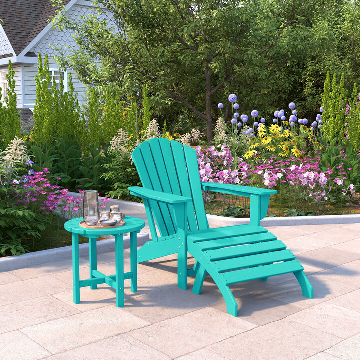 WestinTrends Outdoor Adirondack Chair With Ottoman And Side Table 3-Piece Set