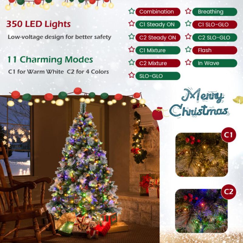 Hivvago 6 Feet Pre-Lit Artificial Christmas Tree with 350 LED Lights