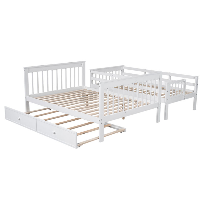 Merax Bunk Bed with Trundle and Guard Rail