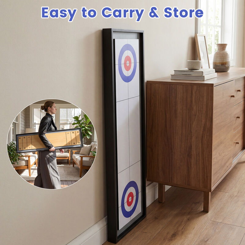 Portable 2 in 1 Shuffleboard and Curling Tabletop Game, Double Sided Board image number 6