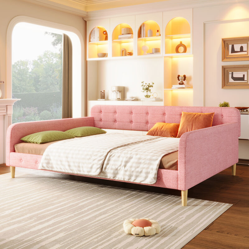 Merax Twin Size Upholstered Daybed with 4 Support Legs image number 2