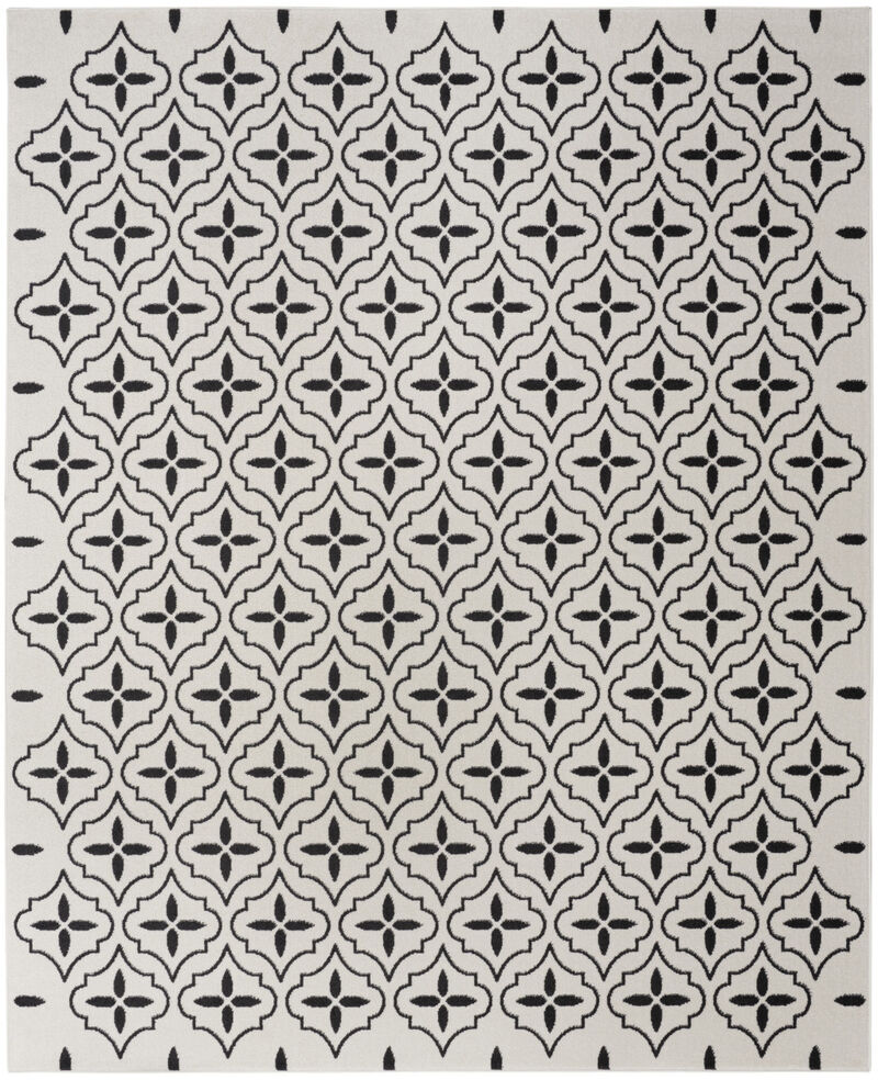 HomeRoots 8' X 10' Ivory And Black Geometric Indoor Outdoor Area Rug image number 0
