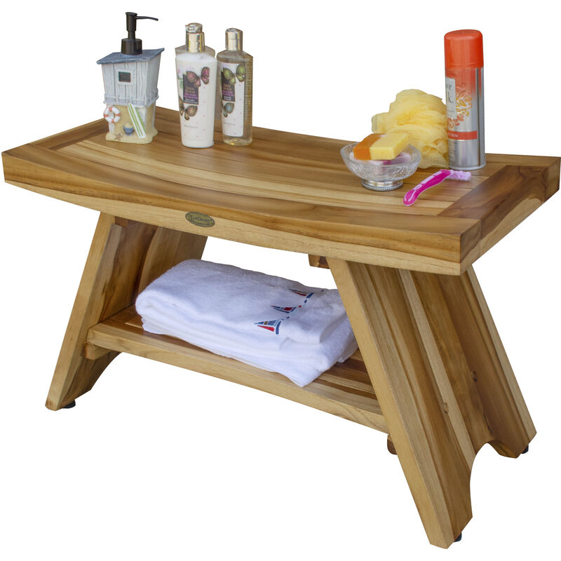 EcoDecors 30 Inch Serenity Waterproof Teak Wood Shower Bench