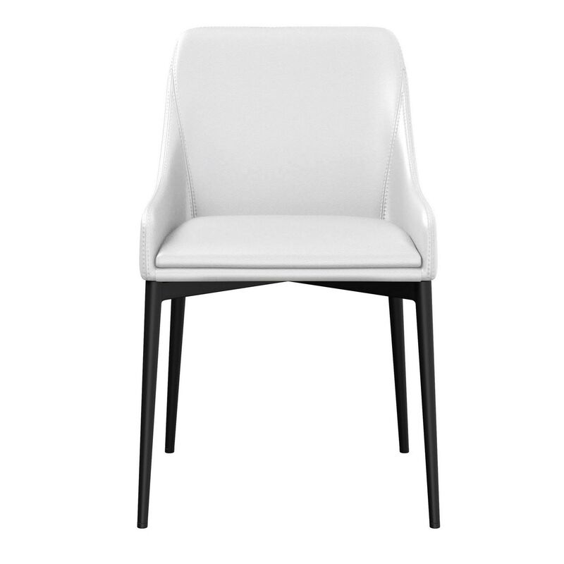 Zvi 21 Inch Cushioned Dining Chair, Set of 2, Sloped Arms, White, Black - Benzara image number 0