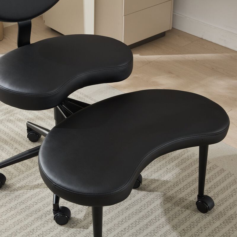 Cross Legged Chair with Wheels, Criss Cross Desk Chair with Lumbar Support and Adjustable Stool image number 6