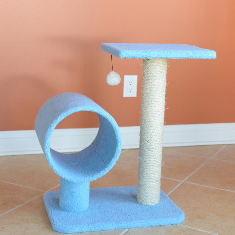 Armarkat Sky Blue 25 Real Wood Cat Tree With Scratcher And Tunnel For Privacy And Hiding
