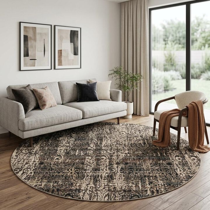 HomeRoots Abstract Round Rug