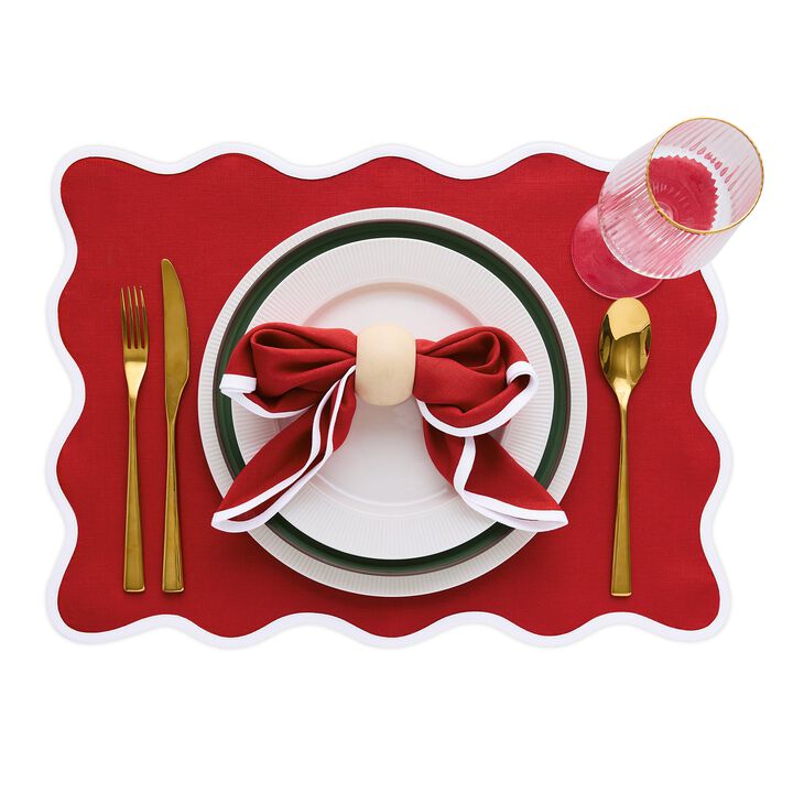 Linen Dinner Napkins - Giselle Scallop Edge