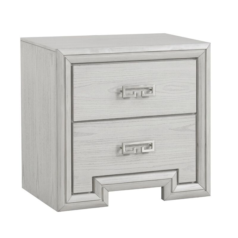 3pc King Bedroom Set, Rustic White, White, Nickel Wood, 2 Nightstands image number 6