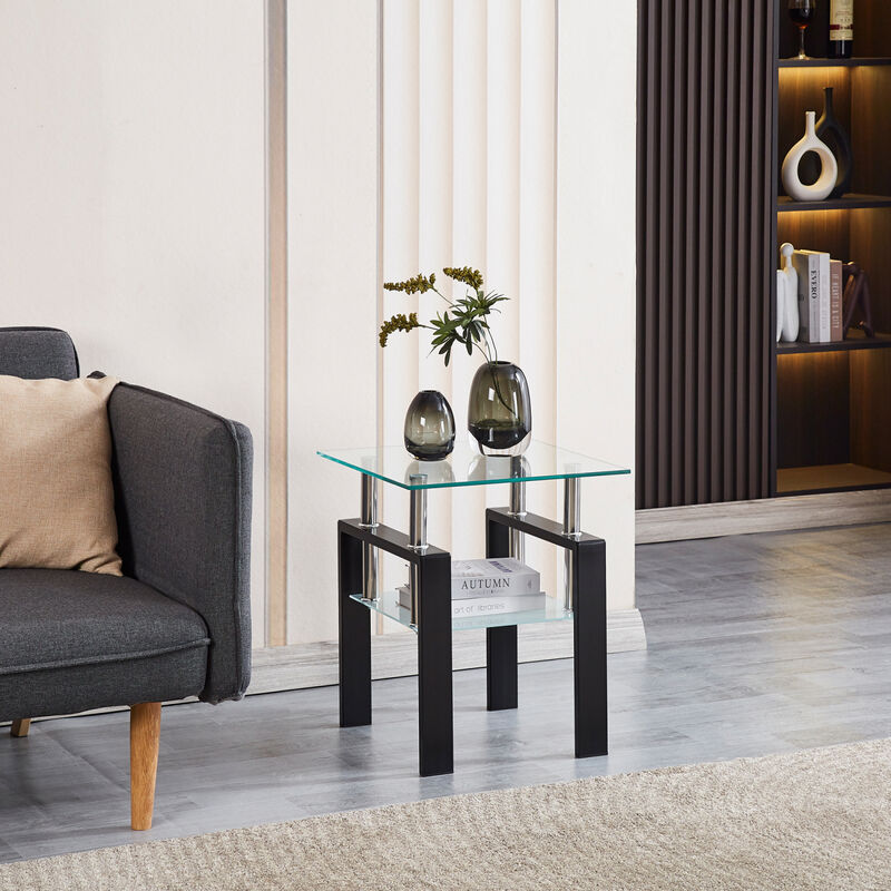 Streamdale Clear Glass End Table with Storage image number 2