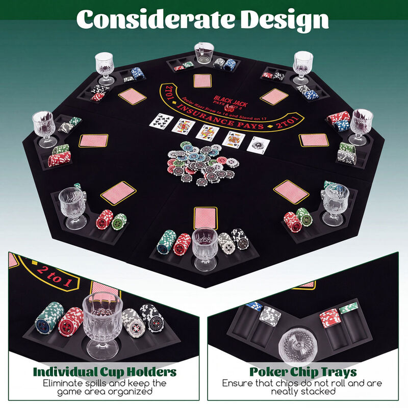 Portable 8 Player Poker Table Top with Built In Cup Holders and Chip Trays image number 5