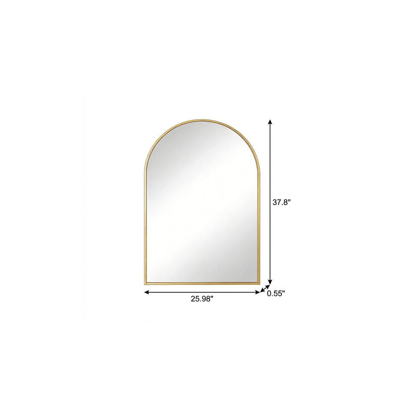 HomeRoots 38" Gold Aluminum Arch Framed Anti Fog Accent Mirror image number 3