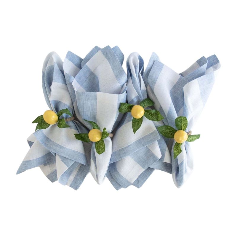 Solino Home 100% Pure Linen Dinner Napkins 20 x 20 Inch Set of 4 - Cabana Stripe