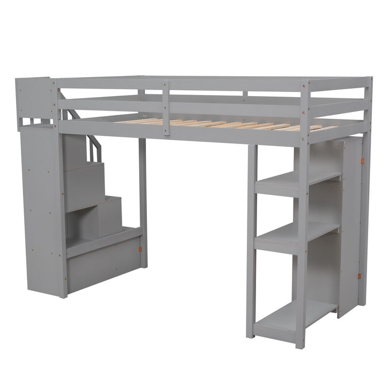 Merax Twin size Loft Bed with Storage Drawers and Stairs