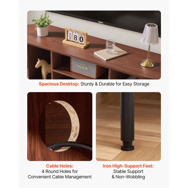 TV Stand for TVs up to 58 Inch with Adjustable Shelves and Sliding Door image number 5
