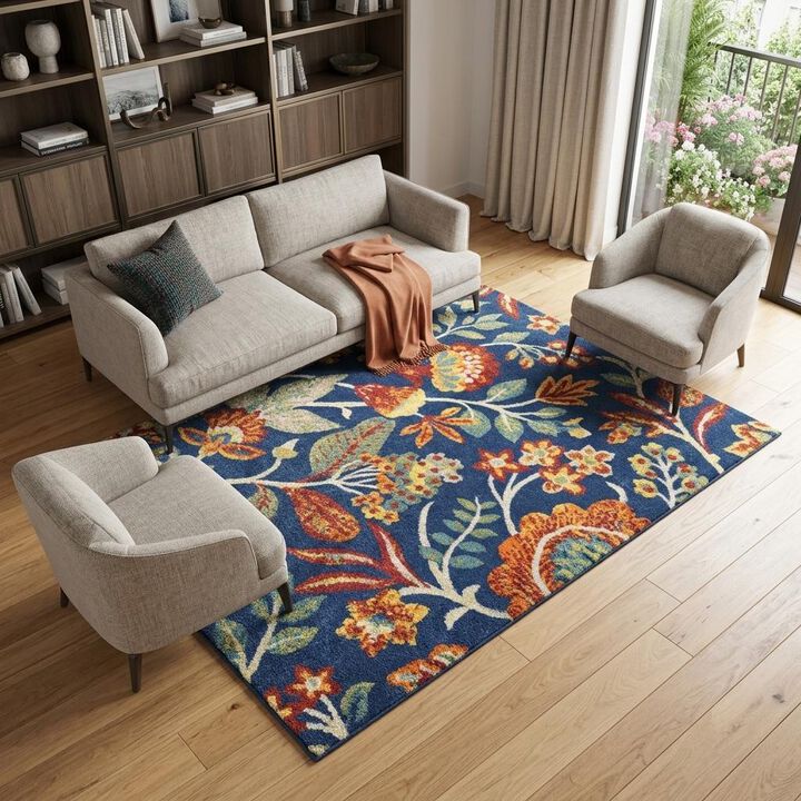 HomeRoots Floral Power Loom Area Rug