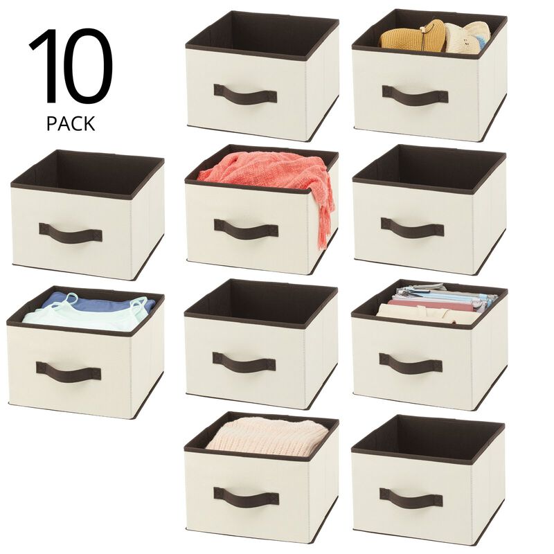 mDesign Foldable Fabric Bin for Cube Organizer - 10 Pack