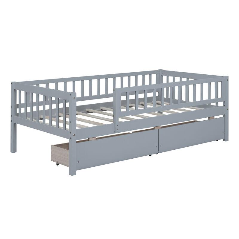 Whisen Twin Size Daybed Wood Bed with Two Drawers image number 4