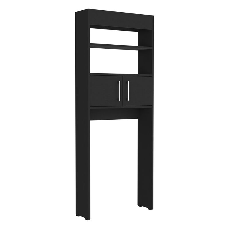 DEPOT E-SHOP Atlas Over The Toilet Cabinet, Two Shelves, Double Door, Black