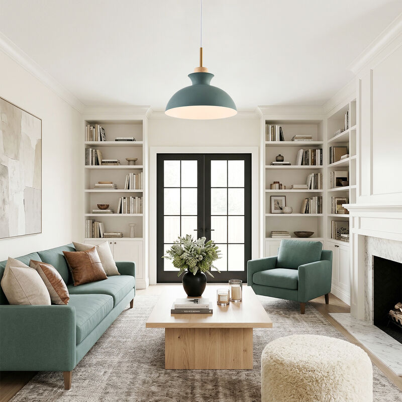 11" Modern Green Dome Pendant Light with Adjustable Cord for Bedroom, Kitchen Island or Living Room image number 4