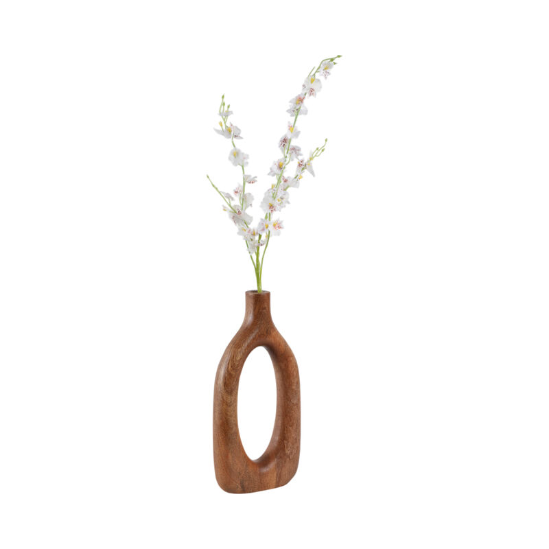 14x7" Open Cut-out Wood Vase image number 1