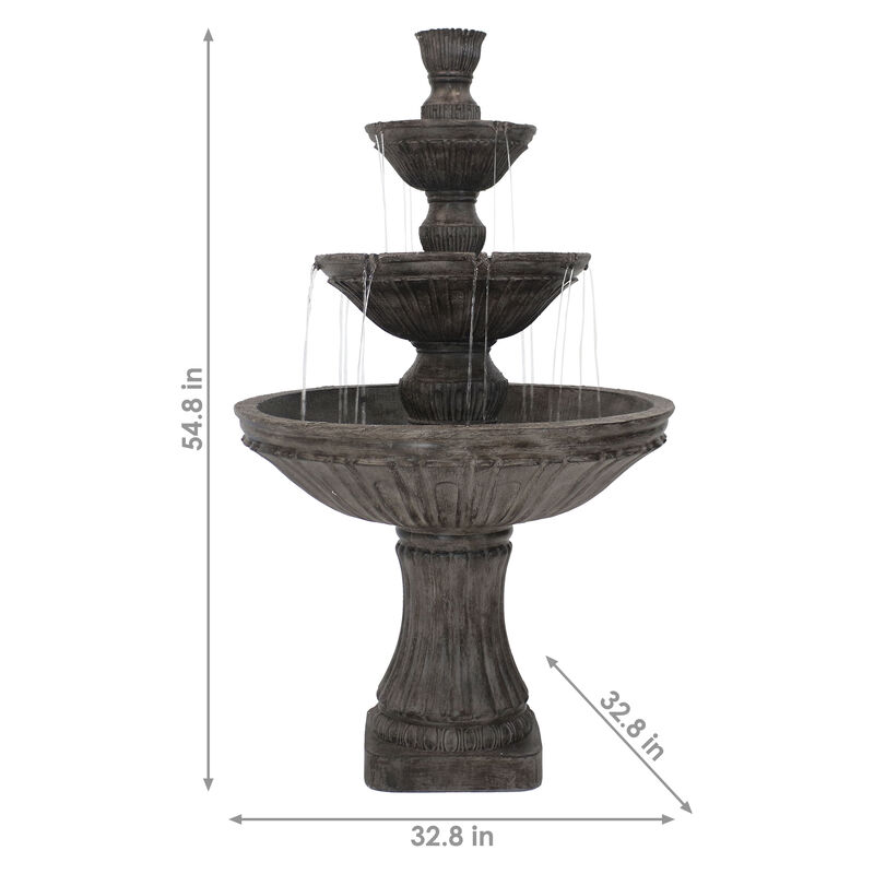 Sunnydaze Classic Designer Polystone Outdoor 3-Tier Fountain