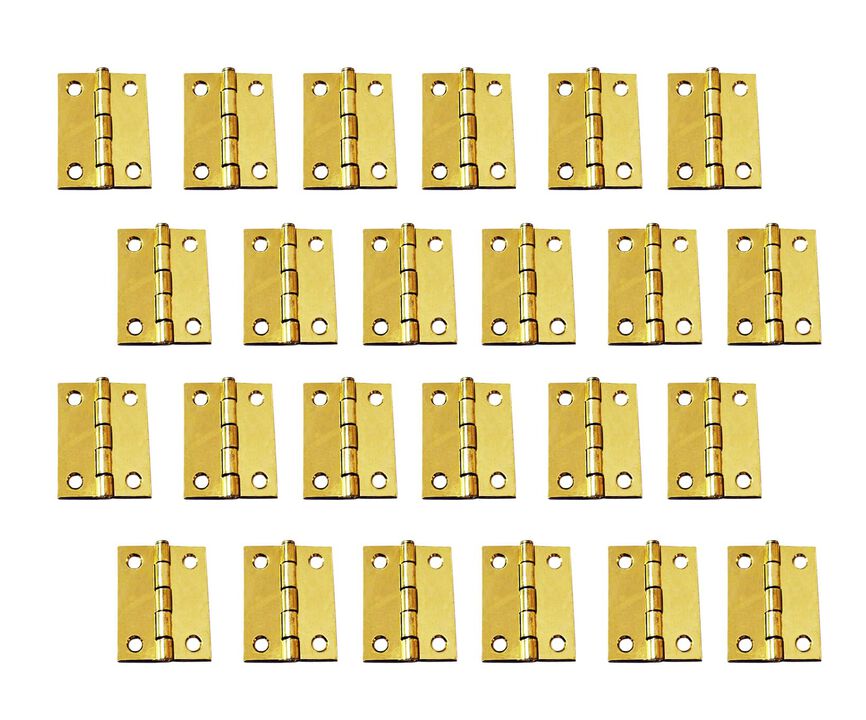 QCAA Narrow Butt Utility Hinge, Swaged, with Removable Loose Pin for Cabinet Door or Box Hinge, 2 x 1-1/2 x 1.4mm, Brass Pla